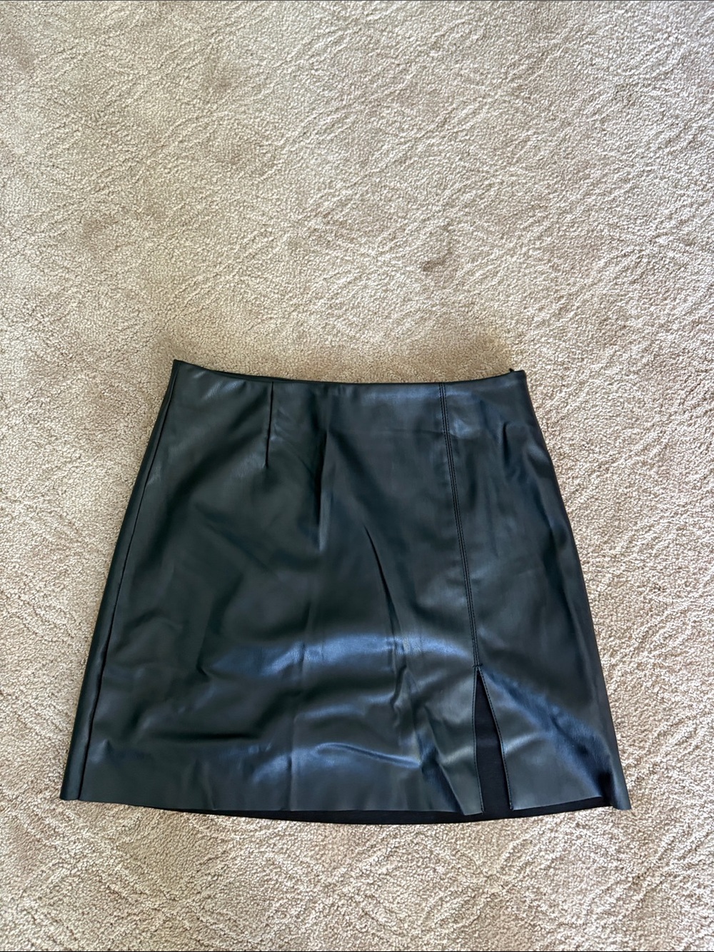 Noisy May Black Faux Leather Mini Skirt with Front Slit